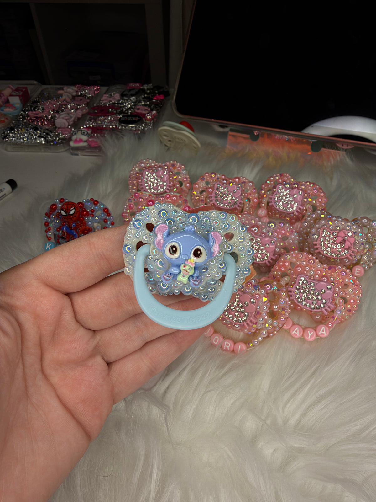 Premade Stitch keepsake paci🩵🍼